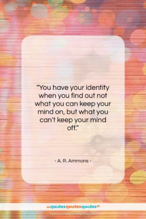 A. R. Ammons quote: “You have your identity when you find…”- at QuotesQuotesQuotes.com