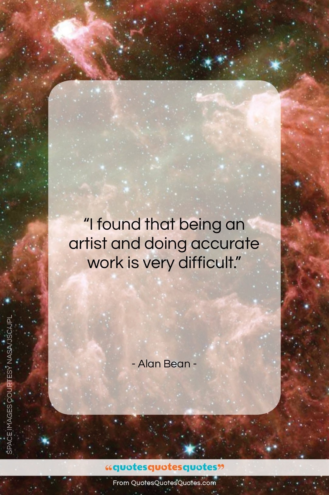 Alan Bean quote: “I found that being an artist…”- at QuotesQuotesQuotes.com
