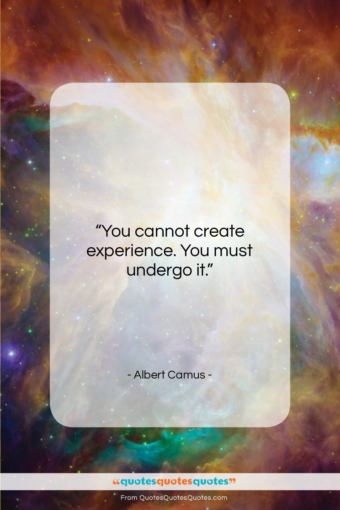 Albert Camus quote: “You cannot create experience. You must undergo…”- at QuotesQuotesQuotes.com