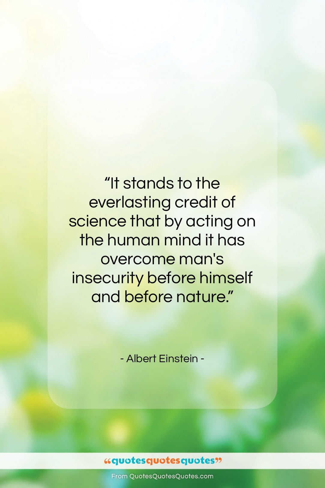 Albert Einstein quote: “It stands to the everlasting credit of…”- at QuotesQuotesQuotes.com
