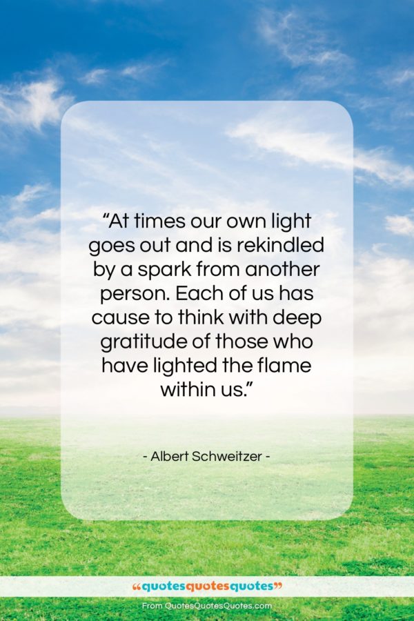 Albert Schweitzer quote: “At times our own light goes out…”- at QuotesQuotesQuotes.com