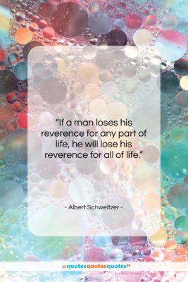 Albert Schweitzer quote: “If a man loses his reverence for…”- at QuotesQuotesQuotes.com