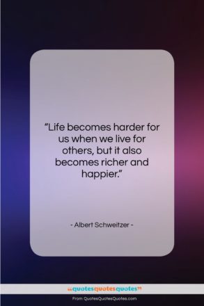 Albert Schweitzer quote: “Life becomes harder for us when we…”- at QuotesQuotesQuotes.com