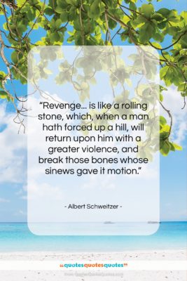 Albert Schweitzer quote: “Revenge… is like a rolling stone, which,…”- at QuotesQuotesQuotes.com