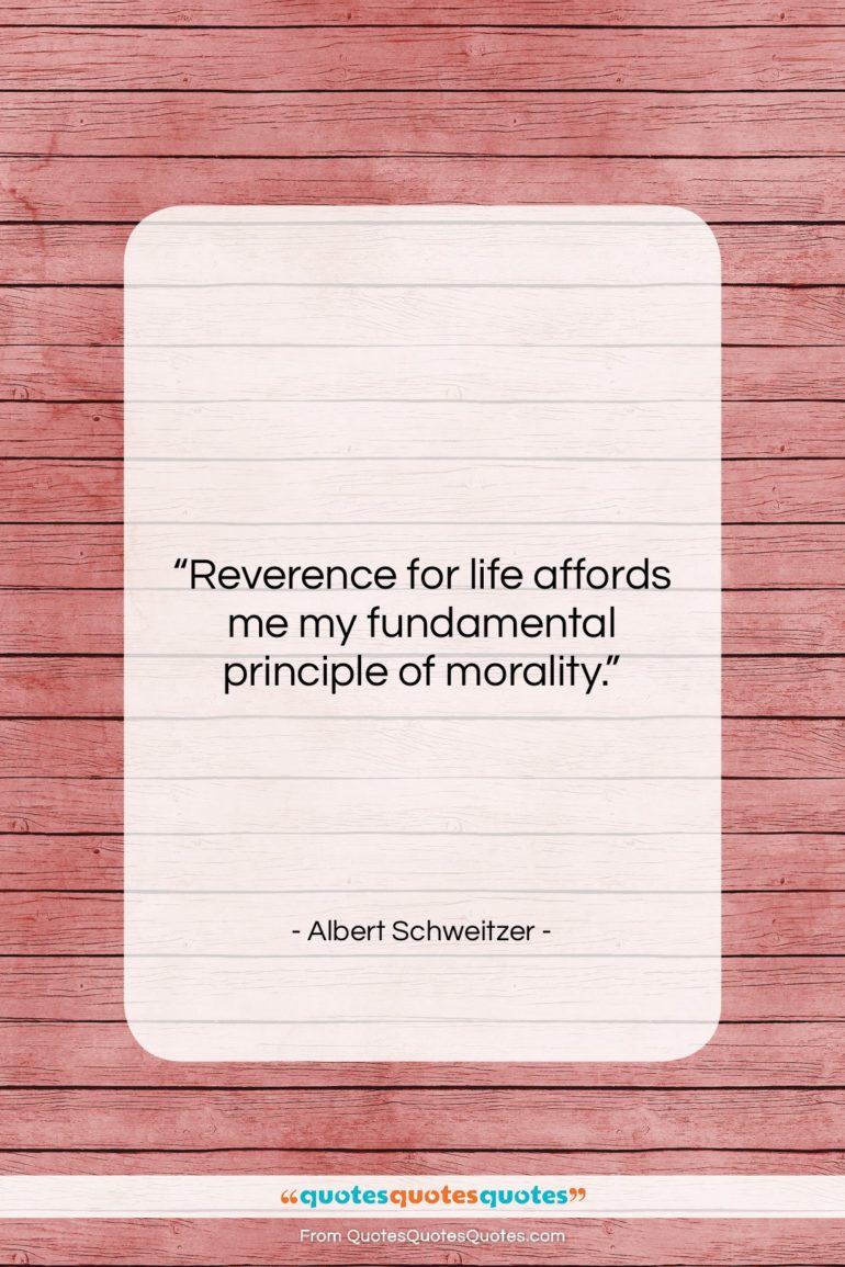 Albert Schweitzer quote: “Reverence for life affords me my fundamental…”- at QuotesQuotesQuotes.com