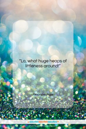 Alexander Pope quote: “Lo, what huge heaps of littleness around!…”- at QuotesQuotesQuotes.com
