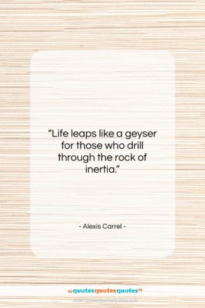 Alexis Carrel quote: “Life leaps like a geyser for those…”- at QuotesQuotesQuotes.com