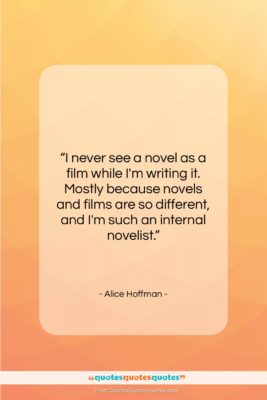 Alice Hoffman quote: “I never see a novel as a…”- at QuotesQuotesQuotes.com