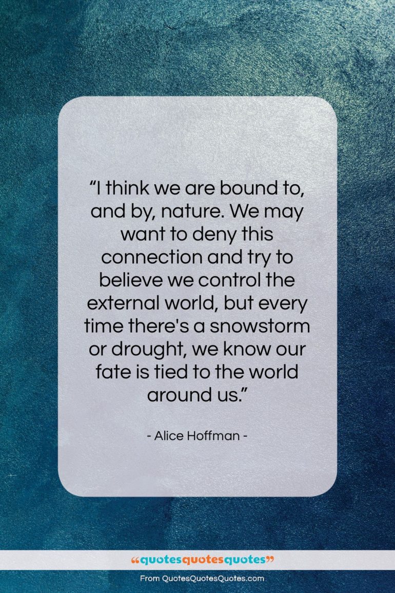 Alice Hoffman quote: “I think we are bound to, and…”- at QuotesQuotesQuotes.com