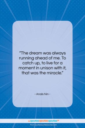 Anaïs Nin quote: “The dream was always running ahead of…”- at QuotesQuotesQuotes.com