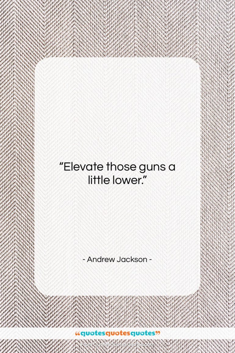 Andrew Jackson quote: “Elevate those guns a little lower….”- at QuotesQuotesQuotes.com