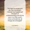 Anne Sullivan quote: “My heart is singing for joy this…”- at QuotesQuotesQuotes.com
