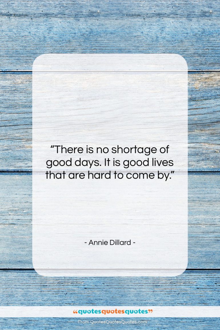 Annie Dillard quote: “There is no shortage of good days….”- at QuotesQuotesQuotes.com