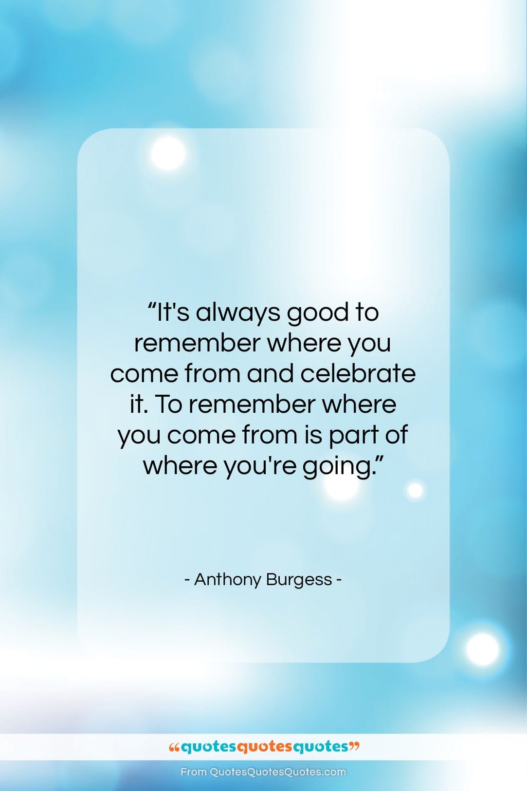 Anthony Burgess quote: “It’s always good to remember where you…”- at QuotesQuotesQuotes.com
