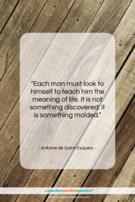 Antoine de Saint-Exupery quote: “Each man must look to himself to…”- at QuotesQuotesQuotes.com