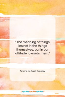 Antoine de Saint-Exupery quote: “The meaning of things lies not in…”- at QuotesQuotesQuotes.com