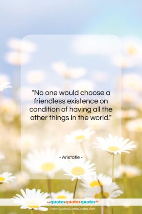 Aristotle quote: “No one would choose a friendless existence…”- at QuotesQuotesQuotes.com