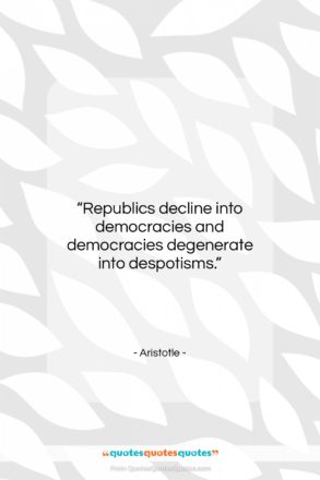 Aristotle quote: “Republics decline into democracies and democracies degenerate…”- at QuotesQuotesQuotes.com