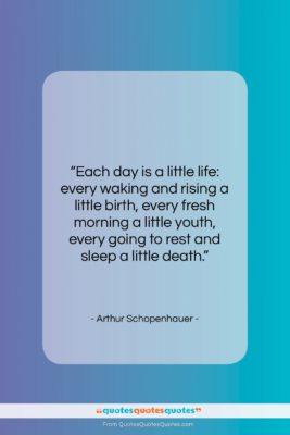 Arthur Schopenhauer quote: “Each day is a little life: every…”- at QuotesQuotesQuotes.com