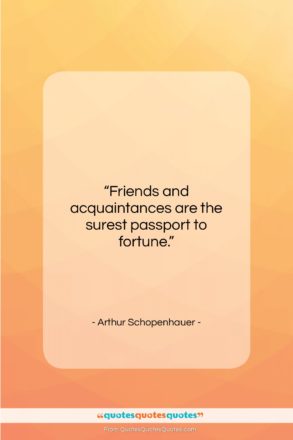 Arthur Schopenhauer quote: “Friends and acquaintances are the surest passport…”- at QuotesQuotesQuotes.com