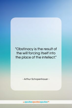 Arthur Schopenhauer quote: “Obstinacy is the result of the will…”- at QuotesQuotesQuotes.com