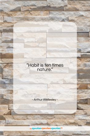 Arthur Wellesley quote: “Habit is ten times nature….”- at QuotesQuotesQuotes.com