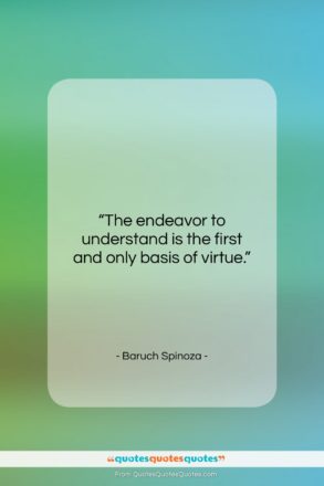 Baruch Spinoza quote: “The endeavor to understand is the first…”- at QuotesQuotesQuotes.com