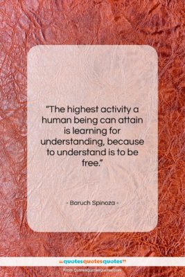 Baruch Spinoza quote: “The highest activity a human being can…”- at QuotesQuotesQuotes.com