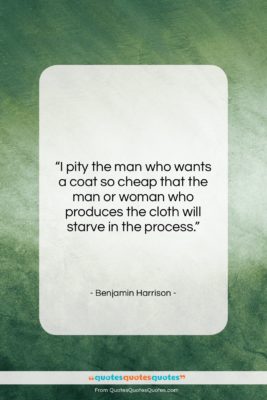 Benjamin Harrison quote: “I pity the man who wants a…”- at QuotesQuotesQuotes.com