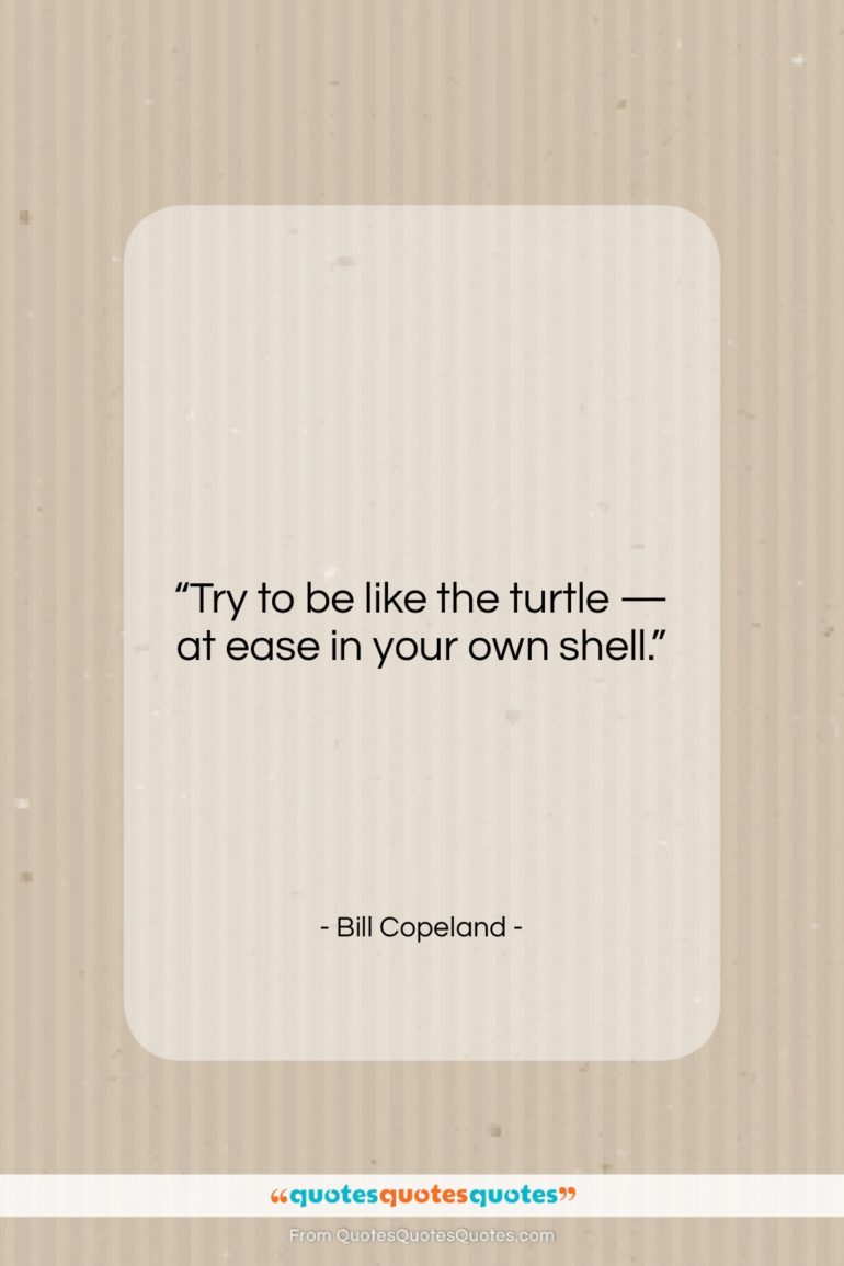 Bill Copeland quote: “Try to be like the turtle —…”- at QuotesQuotesQuotes.com