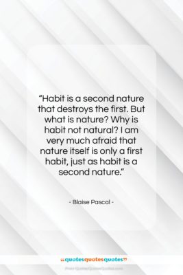 Blaise Pascal quote: “Habit is a second nature that destroys…”- at QuotesQuotesQuotes.com