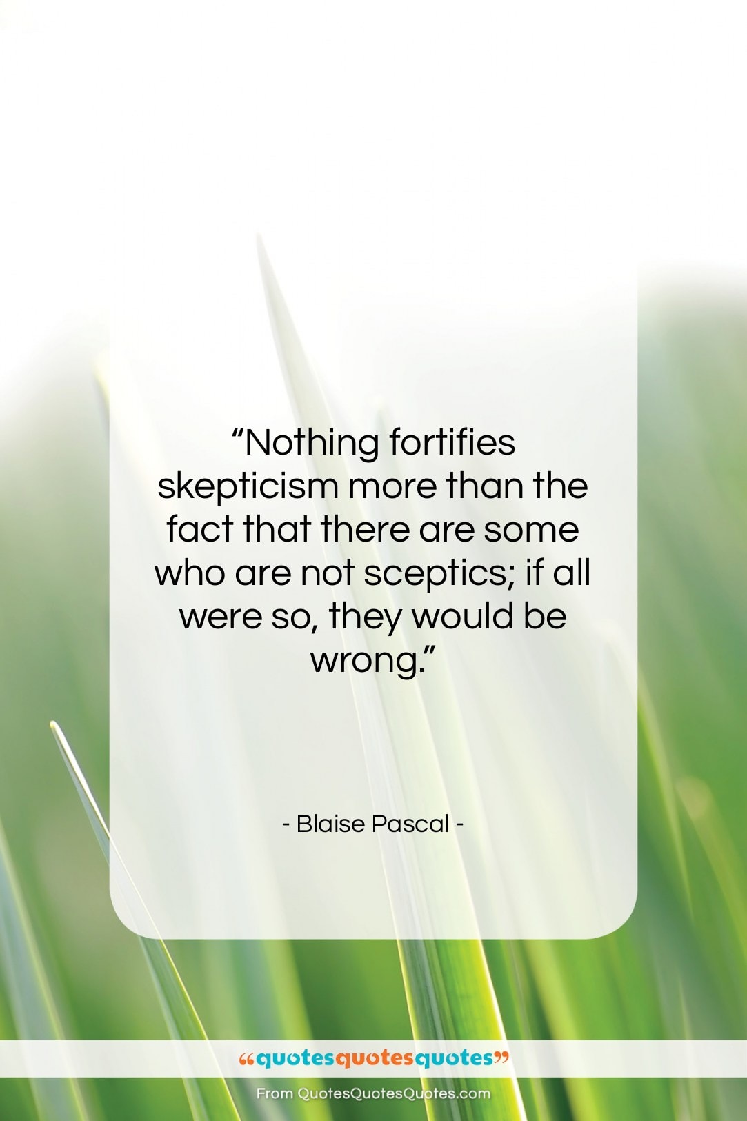 Blaise Pascal quote: “Nothing fortifies skepticism more than the fact…”- at QuotesQuotesQuotes.com