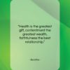 Buddha quote: “Health is the greatest gift, contentment the…”- at QuotesQuotesQuotes.com