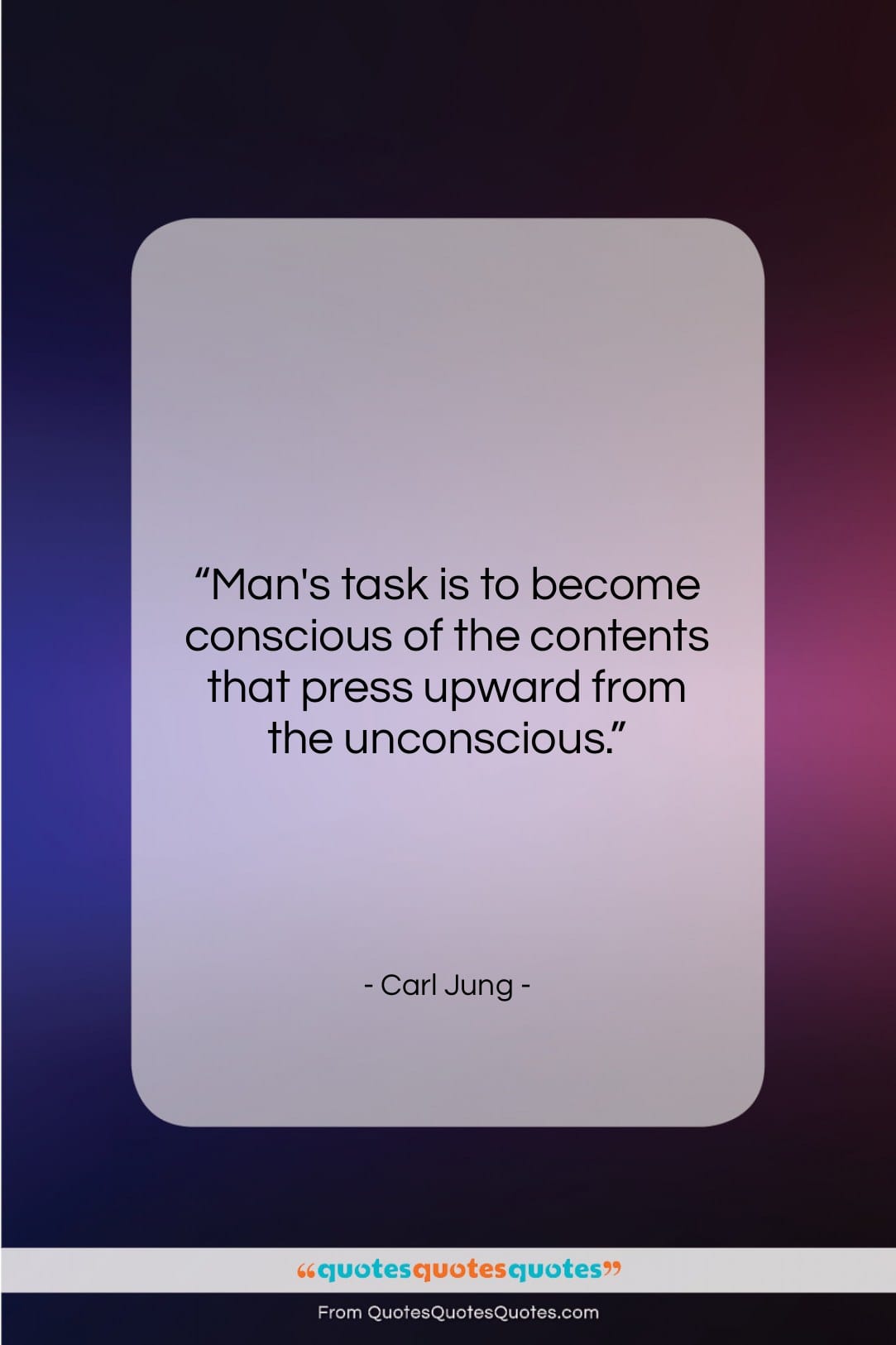 Carl Jung quote: “Man’s task is to become conscious of…”- at QuotesQuotesQuotes.com