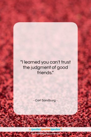 Carl Sandburg quote: “I learned you can’t trust the judgment…”- at QuotesQuotesQuotes.com