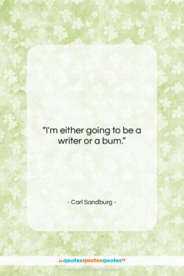 Carl Sandburg quote: “I’m either going to be a writer…”- at QuotesQuotesQuotes.com