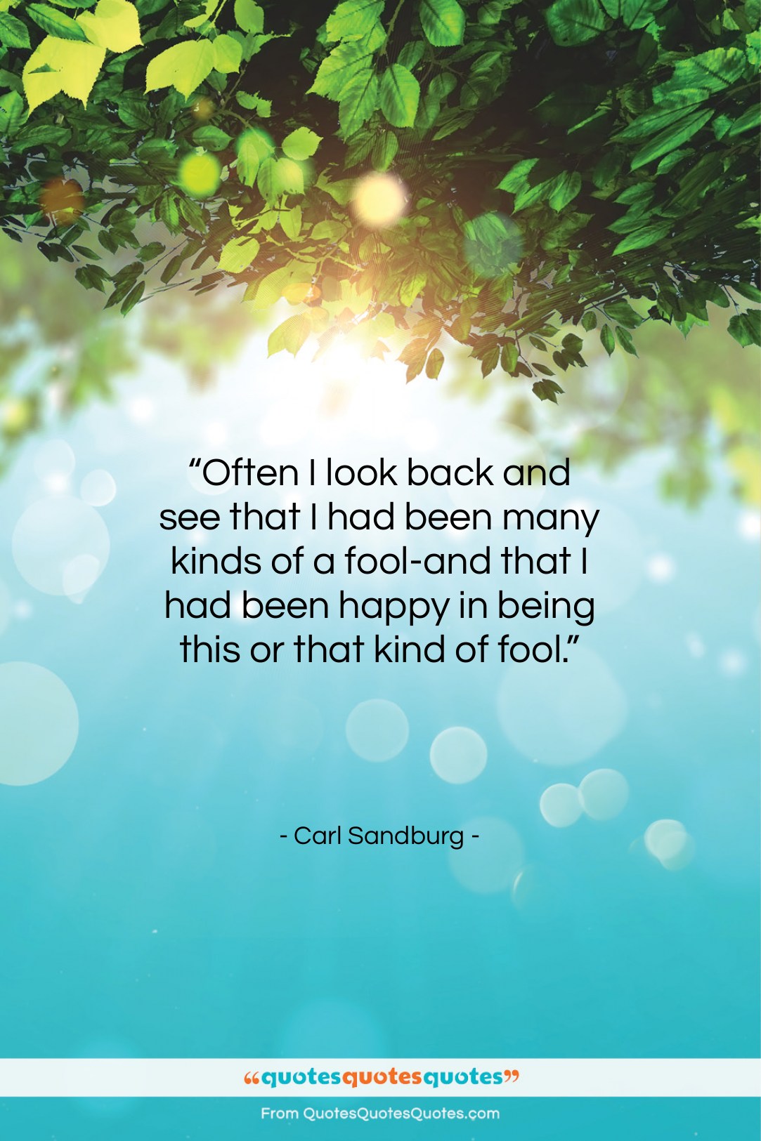 Carl Sandburg quote: “Often I look back and see that…”- at QuotesQuotesQuotes.com