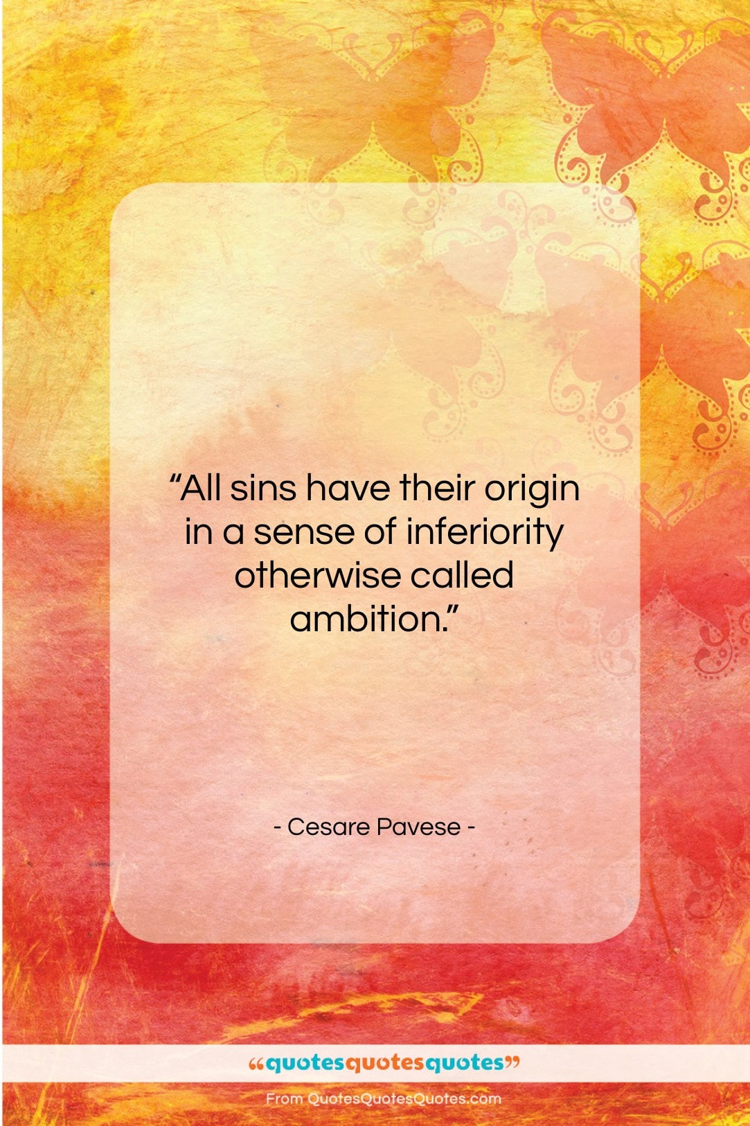 Cesare Pavese quote: “All sins have their origin in a…”- at QuotesQuotesQuotes.com