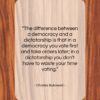 Charles Bukowski quote: “The difference between a democracy and a…”- at QuotesQuotesQuotes.com