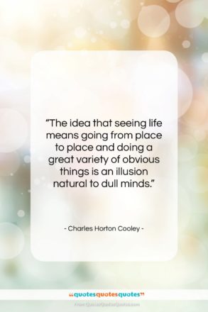 Charles Horton Cooley quote: “The idea that seeing life means going…”- at QuotesQuotesQuotes.com
