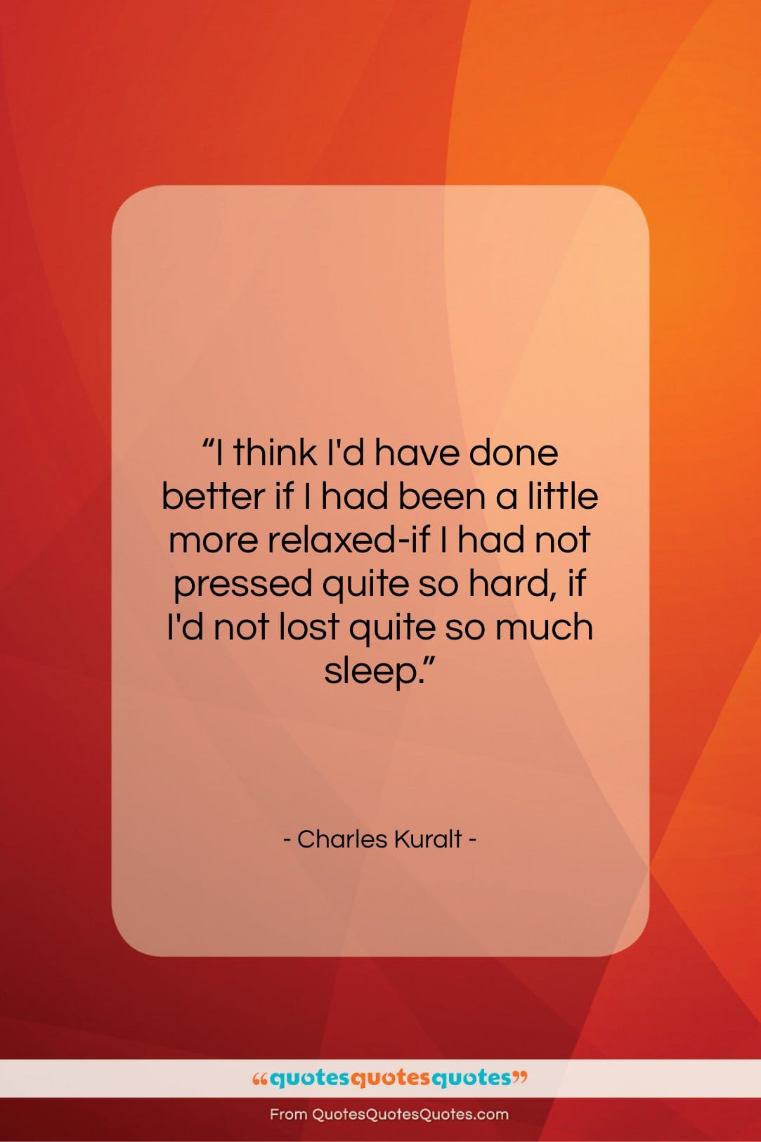 Charles Kuralt quote: “I think I’d have done better if…”- at QuotesQuotesQuotes.com