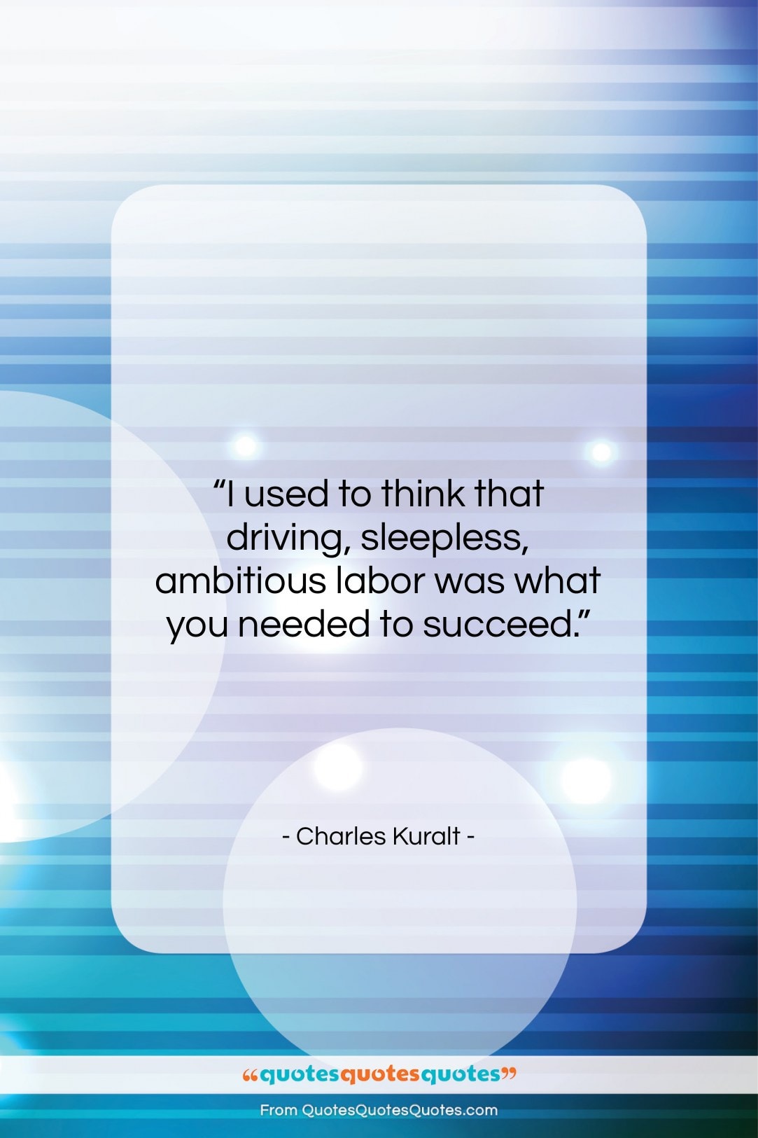 Charles Kuralt quote: “I used to think that driving, sleepless,…”- at QuotesQuotesQuotes.com