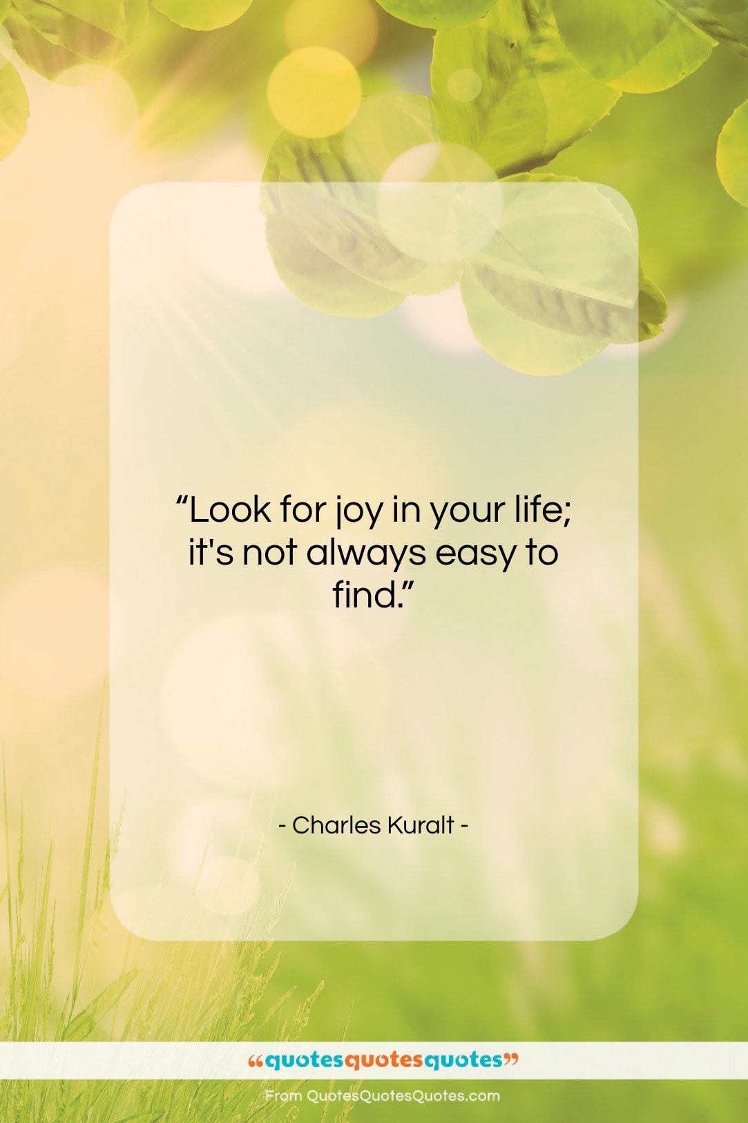 Charles Kuralt quote: “Look for joy in your life; it’s…”- at QuotesQuotesQuotes.com