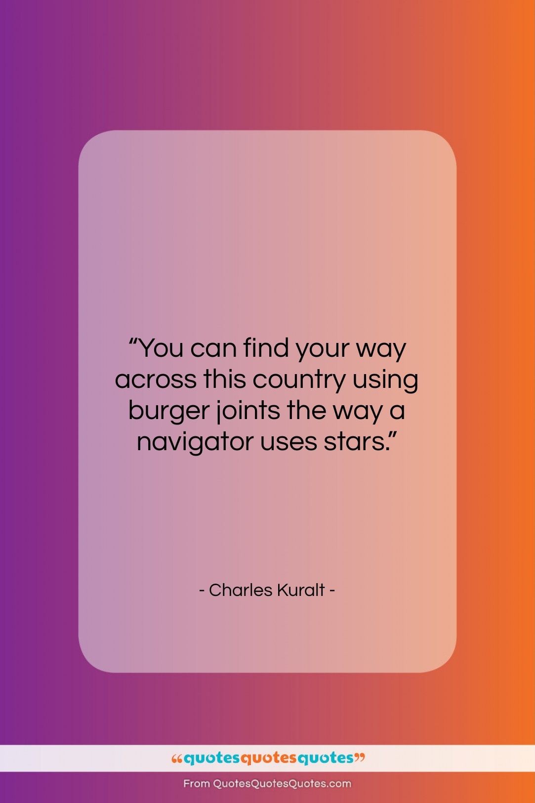 Charles Kuralt quote: “You can find your way across this…”- at QuotesQuotesQuotes.com