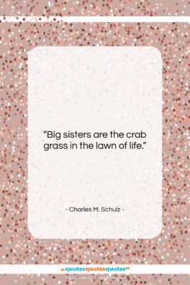 Charles M. Schulz quote: “Big sisters are the crab grass in…”- at QuotesQuotesQuotes.com