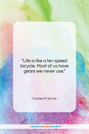 Charles M. Schulz quote: “Life is like a ten speed bicycle….”- at QuotesQuotesQuotes.com