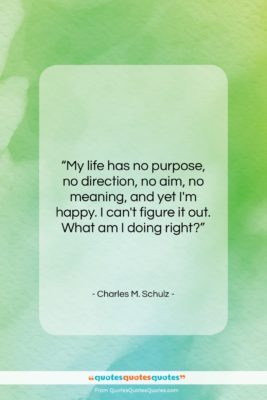 Charles M. Schulz quote: “My life has no purpose, no direction,…”- at QuotesQuotesQuotes.com