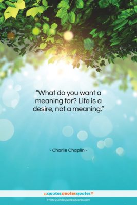 Charlie Chaplin quote: “What do you want a meaning for?…”- at QuotesQuotesQuotes.com