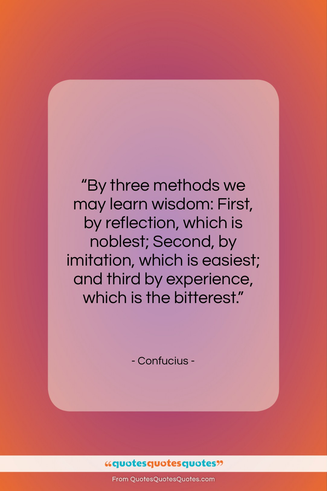 Confucius quote: “By three methods we may learn wisdom:…”- at QuotesQuotesQuotes.com