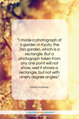 David Hockney quote: “I made a photograph of a garden…”- at QuotesQuotesQuotes.com